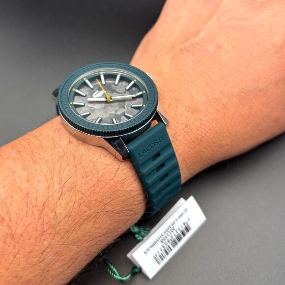 Lacoste Highkey 2011358 Men’s Green Silicone Strap Quartz Watch NIBWT - Picture 16 of 17